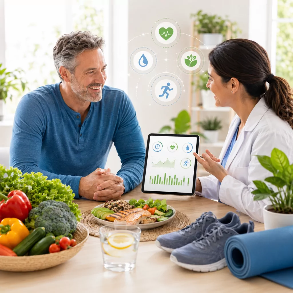 Patient and clinician reviewing a personalized health plan