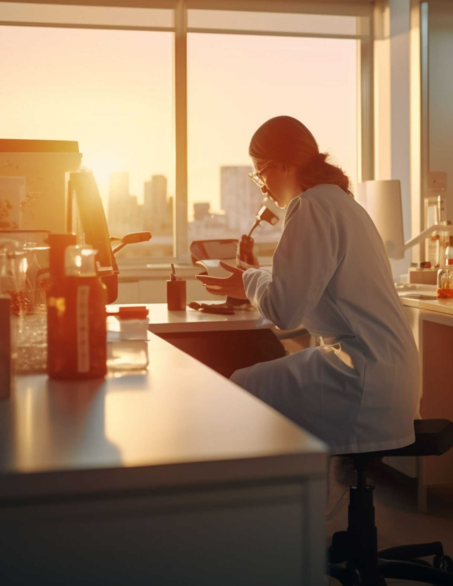 Clinician reviewing a laboratory sample during a diagnostic evaluation